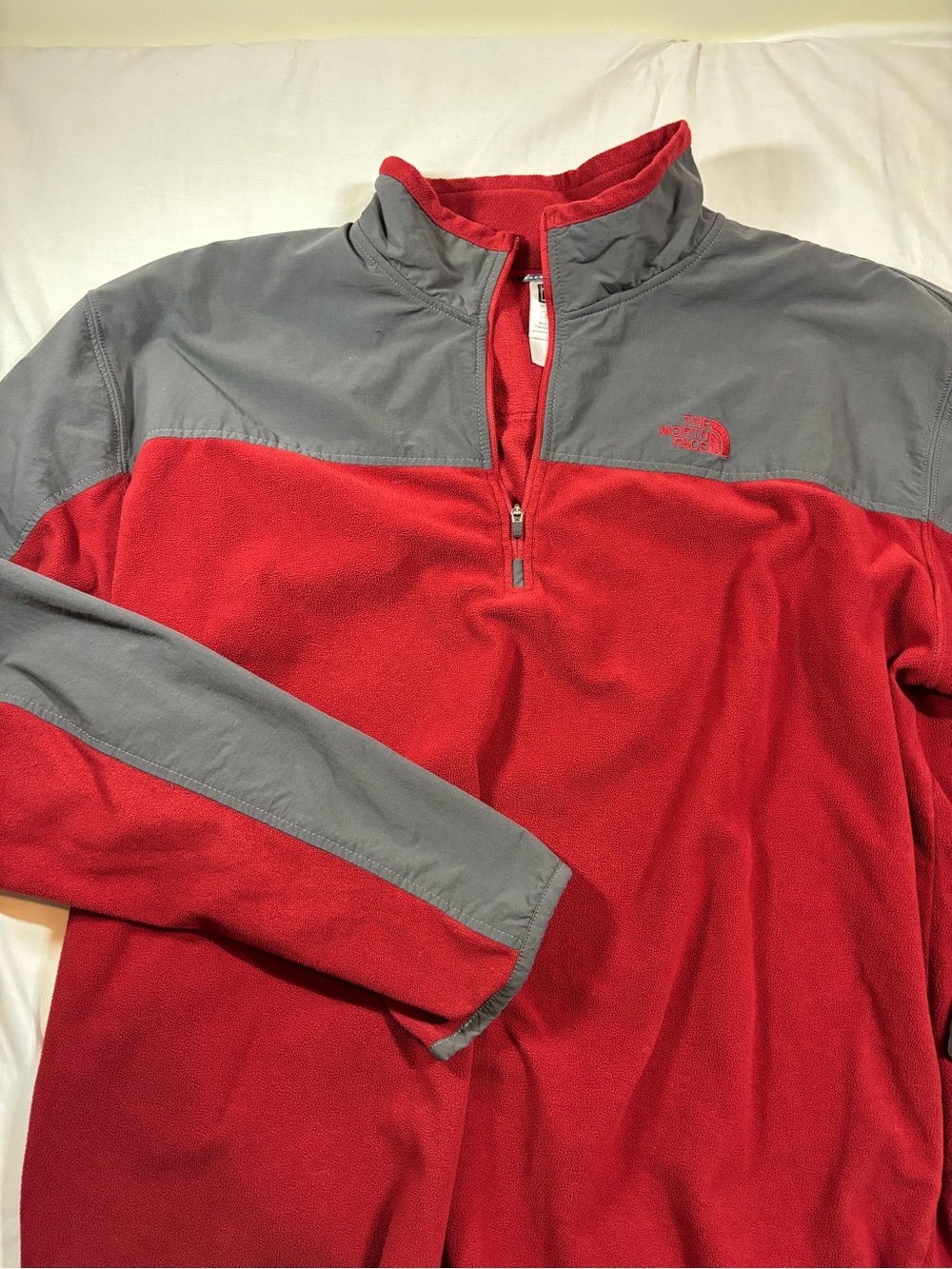 The North Face Red & Gray Quarter-Zip Fleece Pullover xxl